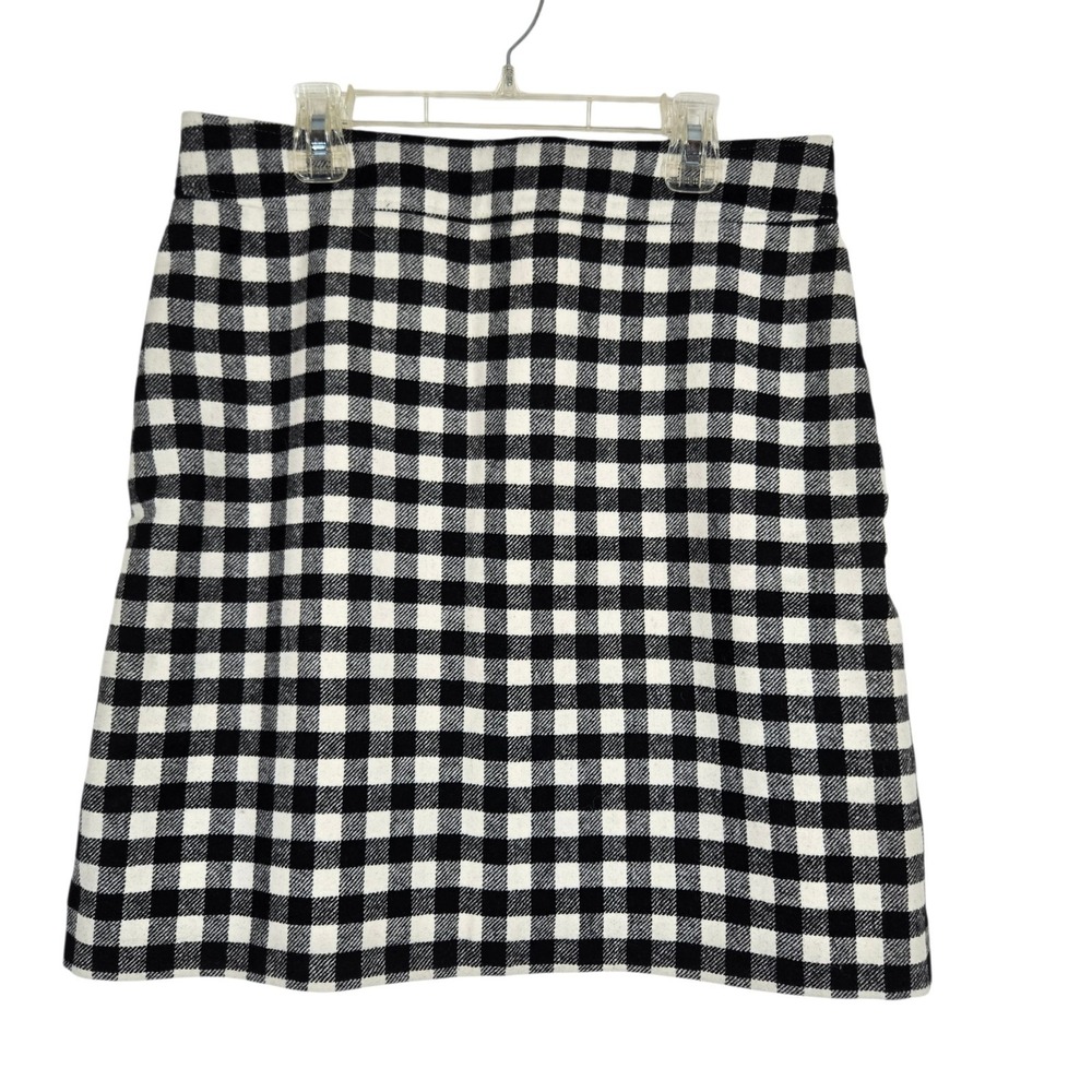 J.Crew Factory Wool Blend Mini Skirt in Buffalo Check Womens 8 Black White NEW
